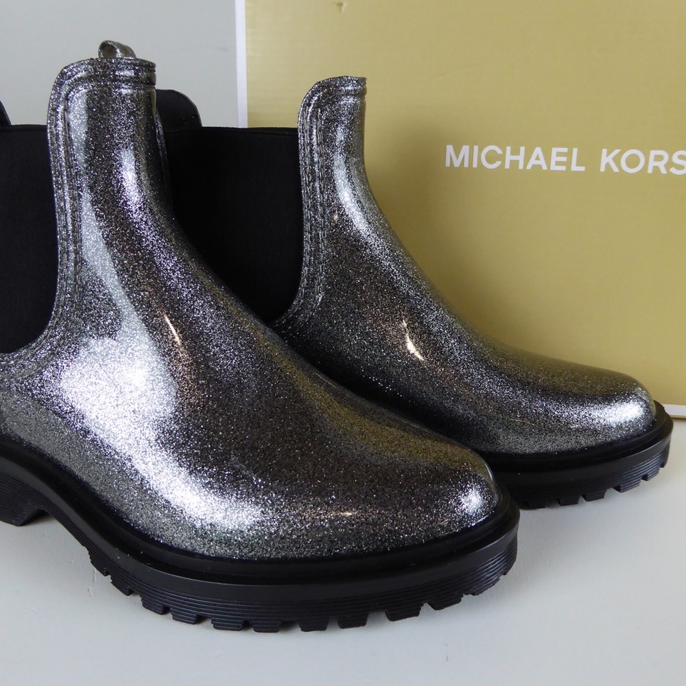 Michael Kors Tipton Glitter Chelsea Rain Boots NIB